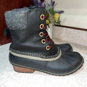 Sorel WomenS Winter Waterproof Lace-Up Boots Black Gray Wool Lining Durable Size